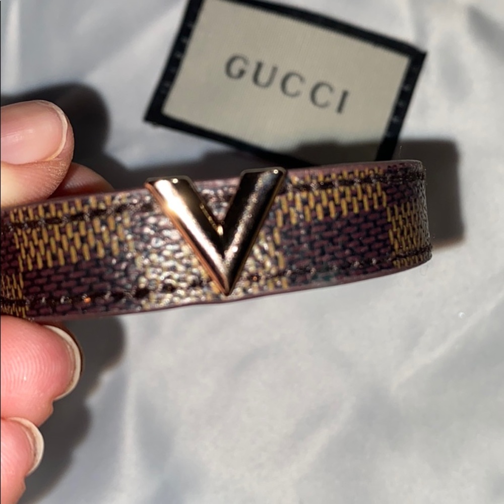 Brown unisex adjustable bracelet. Brown Damier